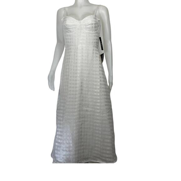 Lulus Holding On White Plaid Mesh Midi Vacation Summer Dress M NWT - Picture 2 of 10